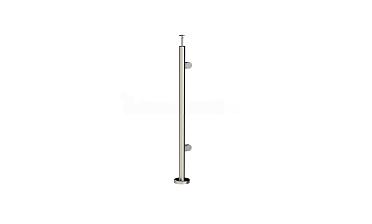 Стойка круглая Ø38.1: 2 штамп. зажимных стеклодержателя, полированная, высота 950 мм (AISI 201) k726-R купить в Новосибирске