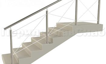 Ограждения из нержавейки. Заполнение из тросиков (нестандартная конфигурация) для крыльца в Новосибирске. Готовые проекты ПерилаГлавСнаб