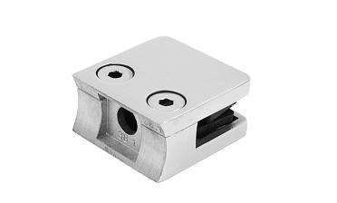 Стеклодержатель литой квадратный с вставками под стекло 8-10 мм (4+4 мм), на стойку Ø38.1 мм, 41х22х42, полированный, (AISI 304) k004-10 купить в Новосибирске