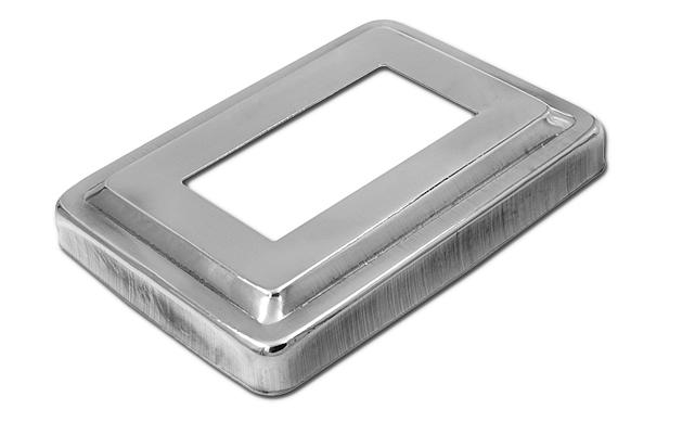 Низ стойки фигурный под трубу 31х61 мм, 105х75х0.4, высота 16 мм, полированный (AISI 304) k377