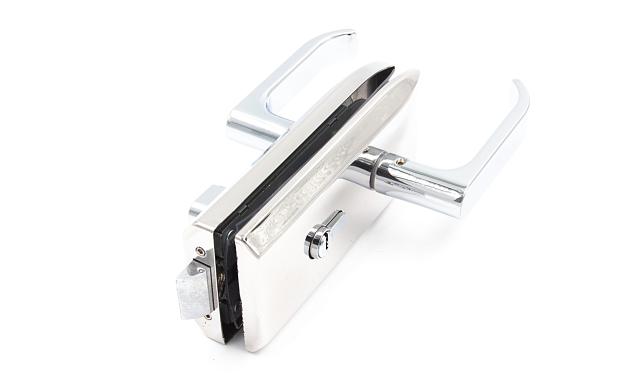 Замок для стеклянной двери с нажимной ручкой, евроцилиндр односторонний ключ/защелка, с ответной частью на стекло, полированный t155 PSS