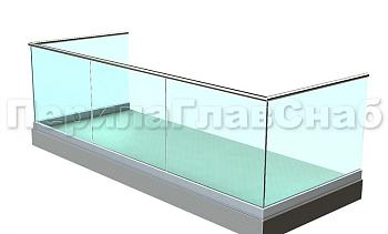 Ограждение на несущем стекле на алюминиевом профиле для балкона в Новосибирске. Готовые проекты ПерилаГлавСнаб