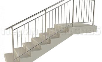 Нержавеющие ограждения для школ и детских садов с вертикальным заполнением “Частокол” - вариант №1 для крыльца в Новосибирске. Готовые проекты ПерилаГлавСнаб