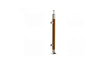 Готовая стойка 40х40х950 мм, деревянная, со вставками из нержавеющей стали 2х100 мм с 2 зажимными стеклодержателями k740-4-L купить в Новосибирске