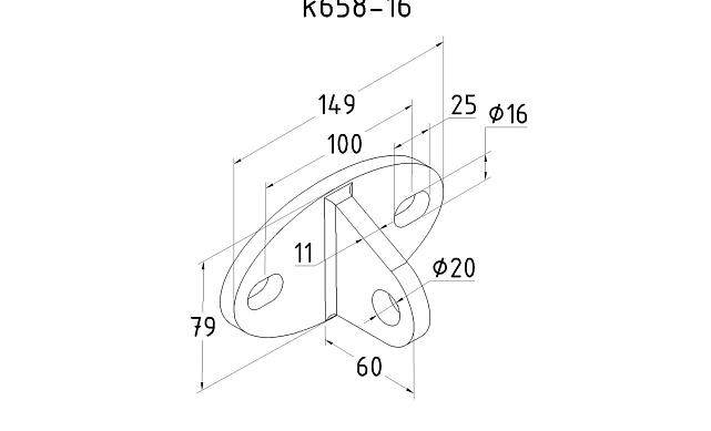 Крепление ванты(тяги) козырька к стене (AISI316), литое, полированное k658-16 2