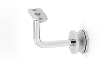 Держатель поручня Ø50.8 мм, на стекло 10-17 мм, Ø43х5 мм, вынос 60х70, нержавеющая сталь, полированная (AISI 304) k008-3 купить в Новосибирске