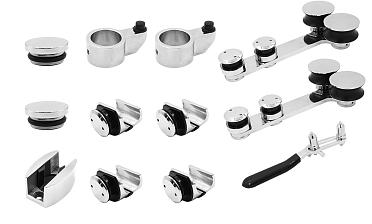 Комплект раздвижной системы для стеклянных дверей, AISI 304, полированный t406 купить в Новосибирске