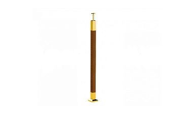 Готовая стойка 40х40х950 мм, деревянная нелакированная, со вставками из нержавеющей стали под золото 2х100 мм k740-G купить в Новосибирске