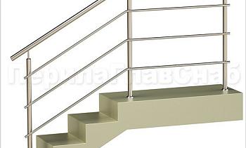 Три ригеля на сварке, круглый поручень и круглые стойки для крыльца в Новосибирске. Готовые проекты ПерилаГлавСнаб