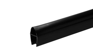 Уплотнитель для стекла 8 мм, дверь-стекло 2200 мм, непрозрачный черный t212-2 BL-U купить в Новосибирске