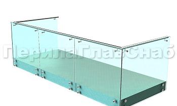 Ограждения на несущем стекле с торцевым креплением для балкона в Новосибирске. Готовые проекты ПерилаГлавСнаб