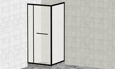 Комплект душевой с внутренней подвижной дверью,толщина стекла 8мм, 900х900х2000, AUSI 304, черная t470 Bl купить в Новосибирске