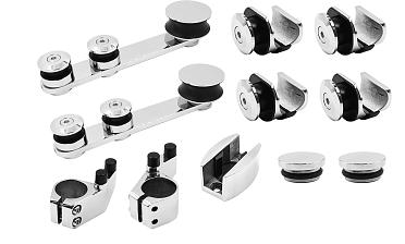 Комплект раздвижной системы для стеклянных дверей, AISI 304, полированный t405 купить в Новосибирске