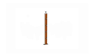 Дизайнерская плоская комбинированная стойка в сборе из шлифованной нержавеющей стали и древесины дуба с четырьмя ригеледержателями k742-2 купить в Новосибирске