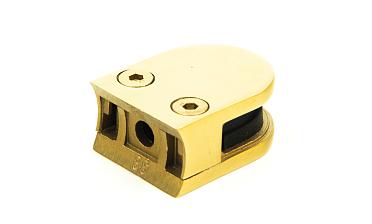 Стеклодержатель литой с вставками под стекло 8 мм (4+4 мм), закругленный под Ø38.1 мм, 40х22х50, золотой k001-88 купить в Новосибирске