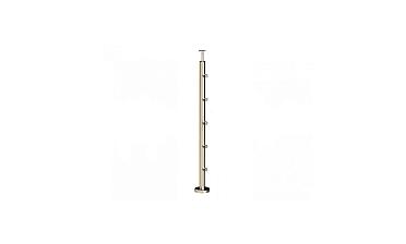 Стойка круглая Ø38.1: 5 ригеледержателей, полированная, высота 950 мм (AISI 304) k715 купить в Новосибирске