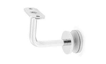 Держатель поручня на стекло 10-17 мм, с ложементом на плоскость, вынос 60х70 мм, Ø43х5 мм, нержавеющая сталь AISI 304, полированная k008-4 купить в Новосибирске