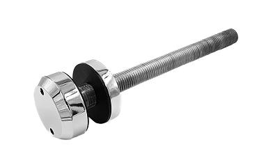 Стеклодержатель Ø50х10х18, шпилька М16х205 мм, для стекла 8-40 мм, AISI (201), с возможностью регулировки выноса до 65 мм, для торцевого крепления стекла, полированный, литой k277-3 купить в Новосибирске