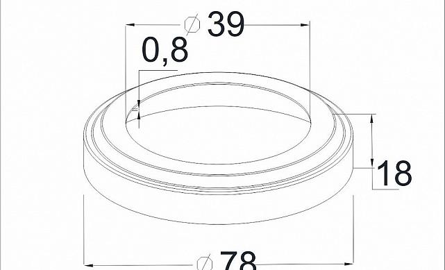 Низ стойки Ø38.1 мм, S=0.8 мм, внешний Ø78х18 мм, полированный (AISI 304) k007-5 2