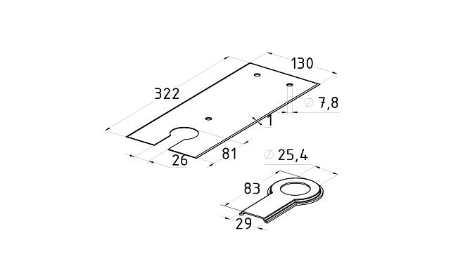 Крышка к доводчику t184, полированная нерж. сталь 1.2 мм t184-2k PSS 2