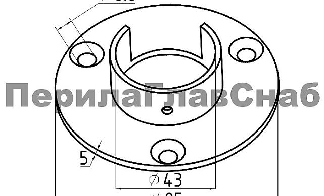 Фланец для трубы Ø42.4 мм, литой, полированный (AISI 304) k231-2 2