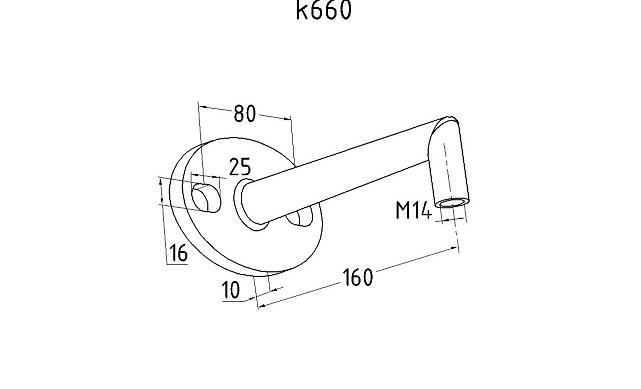 Крепление стеклодержателя (рутеля) к стене под резьбу М14 (AISI304) k660 3