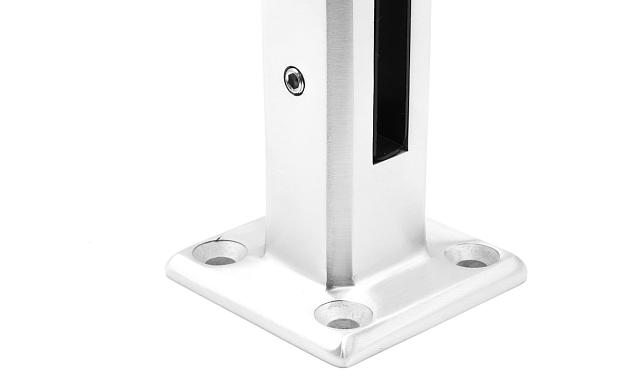 Стеклодержатель напольный 45х50х160 мм, литой, плоский, для стекла 10-12 мм, без сверления, нержавеющая сталь AISI 304, шлифованная k275-7 8