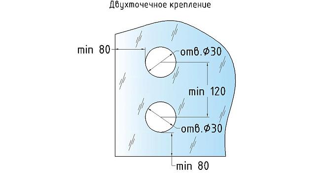 Стеклодержатель Ø50х10х18, шпилька М16х205 мм, для стекла 8-40 мм, AISI (201), с возможностью регулировки выноса до 65 мм, для торцевого крепления стекла, полированный, литой k277-3 5