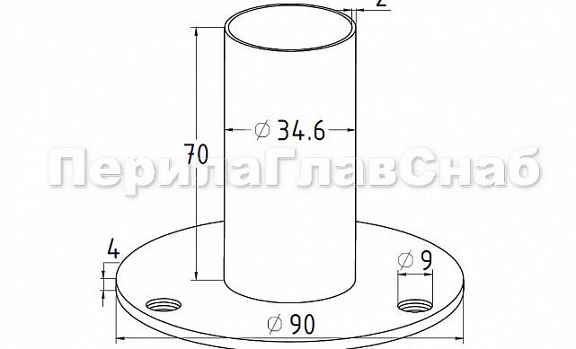 Треханкерная закладная под Ø38.1 мм, (AISI 201) k232-2 3