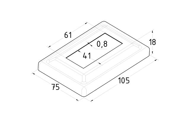 Низ стойки под трубу 105х75х0.8 мм для трубы 61х41 мм, полированный 400 Grit (AISI 304) k399 2