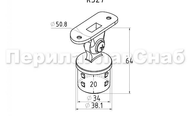 Наконечник Ø38.1 мм, шарнирный, полированный, (AISI 304) k327 2