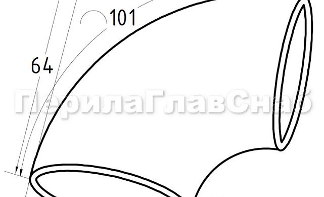 Отвод поручня под сварку Ø38.1х1.45 мм, 90°, полированный 400 Grit, (AISI 201) k095-6 2