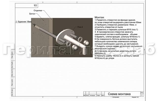 Комплект фурнитуры для козырька 1200х3700 (на вантах/тягах) k671-12-37 5