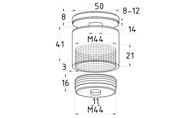 Точечный стеклодержатель для стеклянных стен, регулируемый, под стекло 8-12 мм AISI 304 #600 k085 2