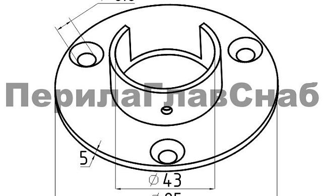Фланец для трубы с пазом Ø42.4 мм, литой, полированный, (AISI 316) k231 2