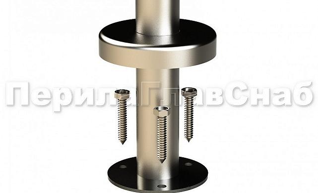 Стойка круглая Ø38.1: 2 штамп. зажимных стеклодержателя, полированная, высота 950 мм (AISI 201) k726-L 6