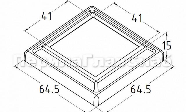 Низ стойки фигурный под трубу 40х40 мм, 64.5х64.5, высота 15 мм, полированный (AISI 304) k396 2