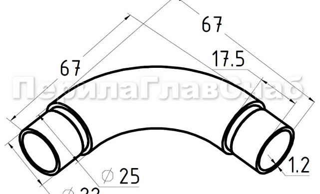 Отвод трубы Ø25.4 мм со вставками, удлиненный, полированный (AISI 304) k325-3 2