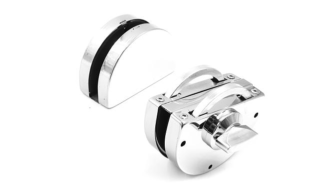 Замок для стеклянной двери с ответной частью на стекло, без вырезов, нержавеющая сталь AISI 201, полированная t109-201 PSS 4