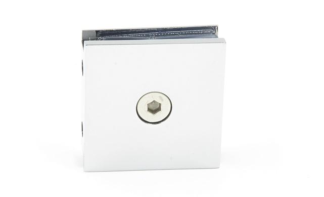 Коннектор для душевой  стена-стекло 45х45 мм, 90°, с двумя отверстиями, цинк, полированный t731 PZn 7