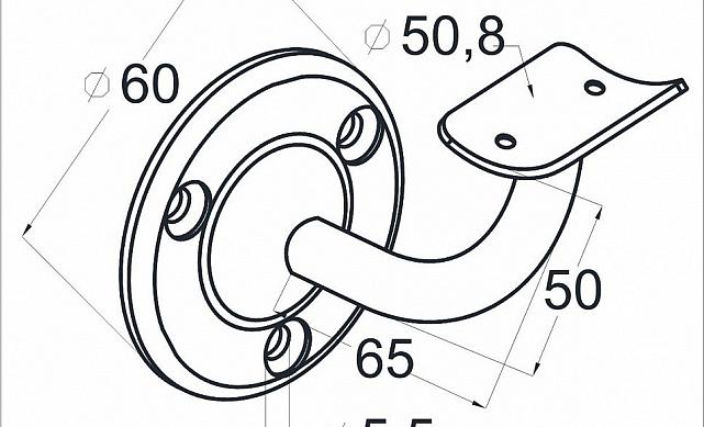 Пристенок литой под Ø50.8 мм, полированный (AISI 304) k234 2