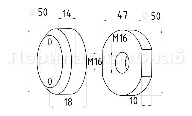 Комплект торцевого крепления несущего стекла, полированный, литой. AISI 304 k277-6  5