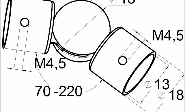 Поворот ригеля 12 мм, штампованный, регулируемый, шаровый, внешний (AISI 304) k251 2
