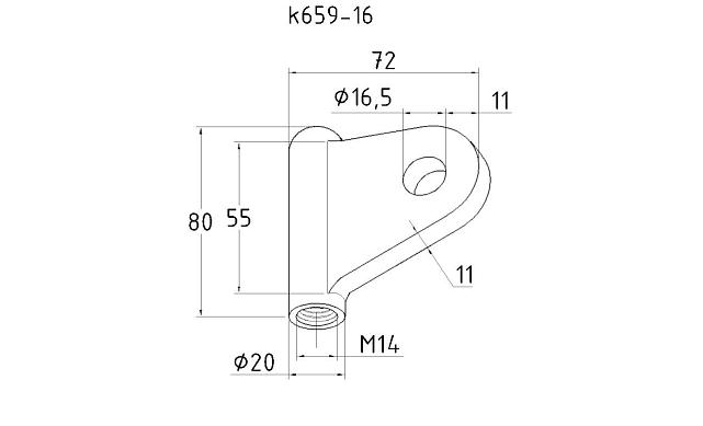 Крепление стеклодержателя (рутеля) к ванте (серьга) (AISI316) k659-16 4