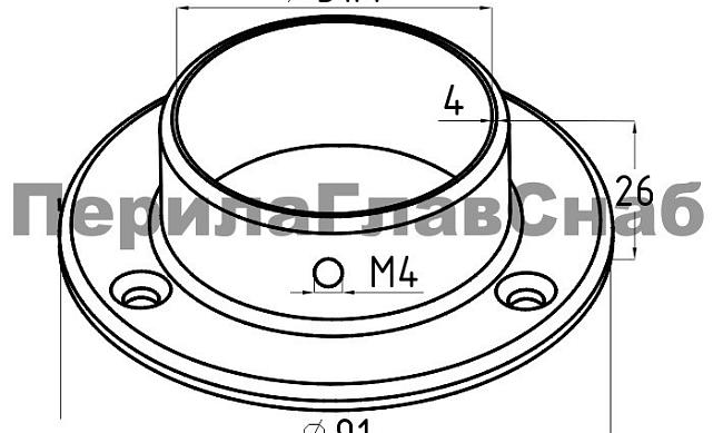 Фланец для трубы Ø50.8 мм, литой, шлифованный, (AISI 304) k022-4 2