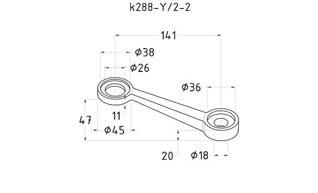 Cпайдер, литой,полированный Y/2-141 мм, AISI 304, 1х26х38, 1х18х36/40мм, нагрузки: 1кН, 2кН k288-Y/2-2 2