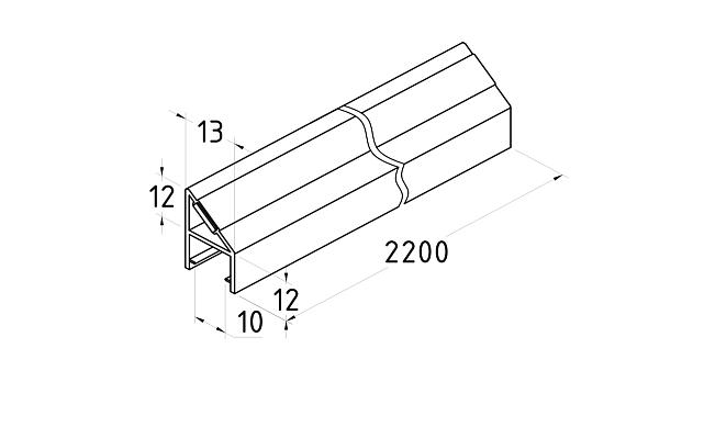 Комплект уплотнителей для стекла в душевую кабину (2 шт.), стекло-стекло 10 мм, с магнитом 135°, 2200 мм t228 2