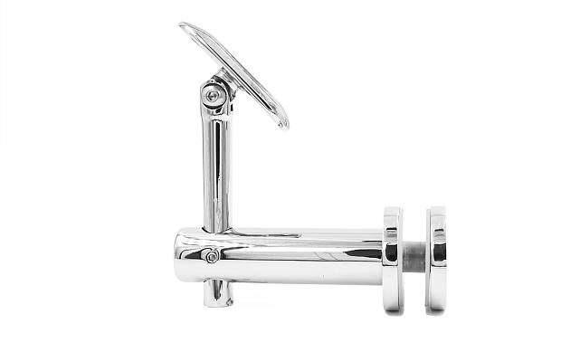 Выносной держатель поручня на стекло 8-20 мм, регулируемый, с ложементом, полированный, (AISI 304) k241-5 6