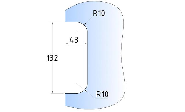 Замок для стеклянной двери центральный с прямоугольным ригелем, шлифованный, вырез 13 t152 SSS 3
