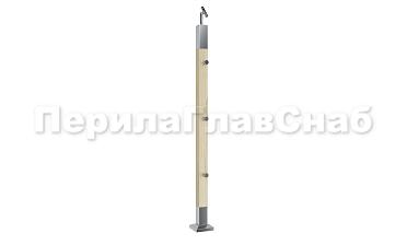 Готовая стойка 40х40х950 мм, деревянная, со вставками из нержавеющей стали 2х100 мм с 3 ригеледержателями k740-1 купить в Новосибирске